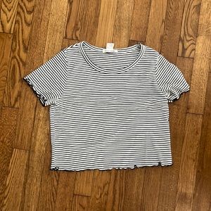 Striped black and white crop top